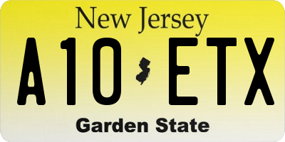 NJ license plate A10ETX