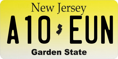NJ license plate A10EUN