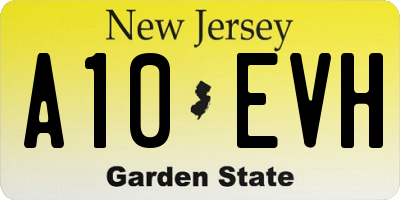 NJ license plate A10EVH