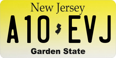 NJ license plate A10EVJ