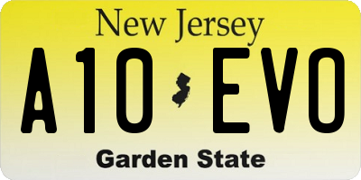 NJ license plate A10EVO