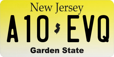 NJ license plate A10EVQ