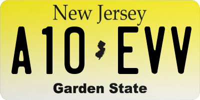 NJ license plate A10EVV