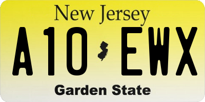 NJ license plate A10EWX