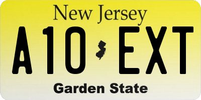 NJ license plate A10EXT
