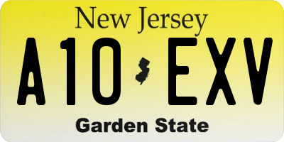 NJ license plate A10EXV