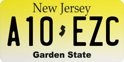 NJ license plate A10EZC