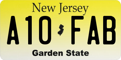 NJ license plate A10FAB