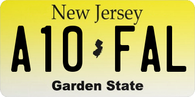 NJ license plate A10FAL