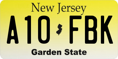 NJ license plate A10FBK