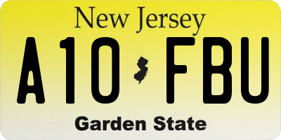 NJ license plate A10FBU