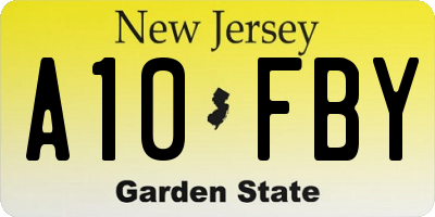 NJ license plate A10FBY