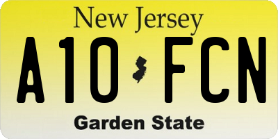 NJ license plate A10FCN