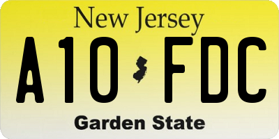 NJ license plate A10FDC
