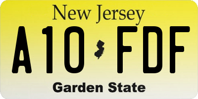 NJ license plate A10FDF