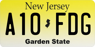 NJ license plate A10FDG