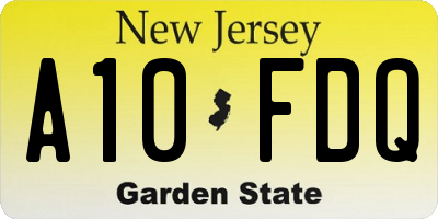 NJ license plate A10FDQ