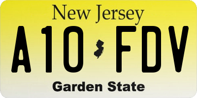 NJ license plate A10FDV