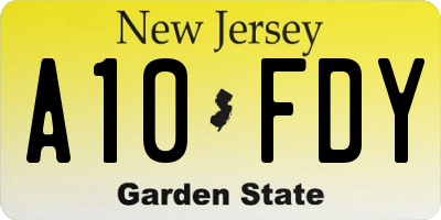 NJ license plate A10FDY
