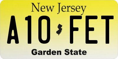 NJ license plate A10FET