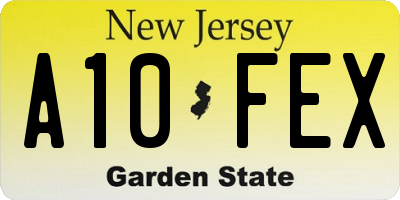NJ license plate A10FEX