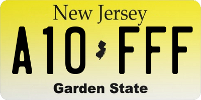 NJ license plate A10FFF