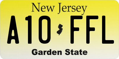 NJ license plate A10FFL