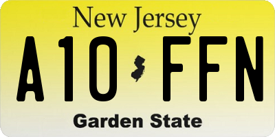 NJ license plate A10FFN