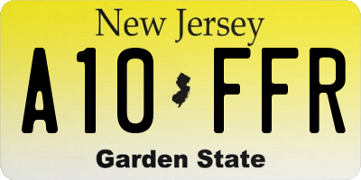NJ license plate A10FFR