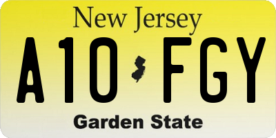 NJ license plate A10FGY