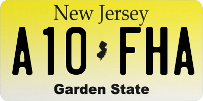 NJ license plate A10FHA
