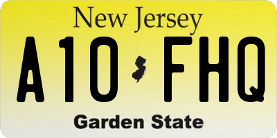 NJ license plate A10FHQ