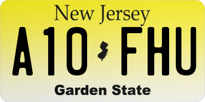 NJ license plate A10FHU
