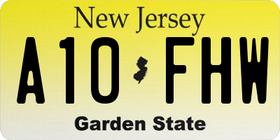 NJ license plate A10FHW