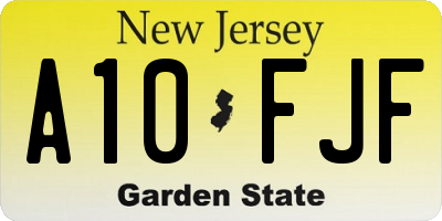 NJ license plate A10FJF