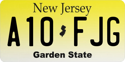 NJ license plate A10FJG