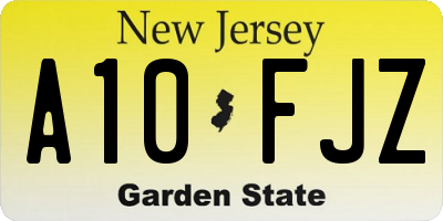 NJ license plate A10FJZ
