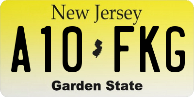 NJ license plate A10FKG
