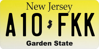 NJ license plate A10FKK