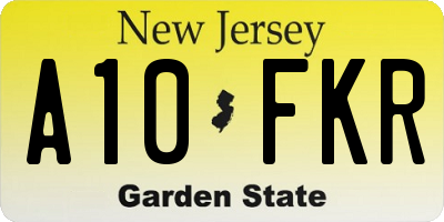 NJ license plate A10FKR