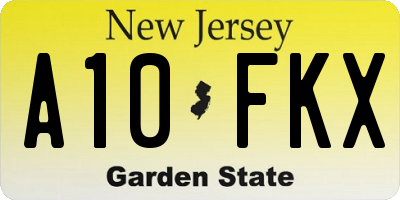 NJ license plate A10FKX