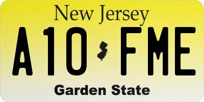 NJ license plate A10FME