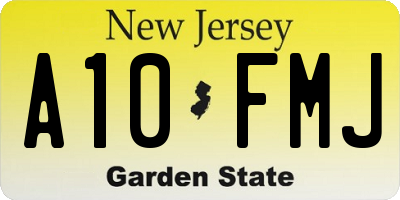 NJ license plate A10FMJ