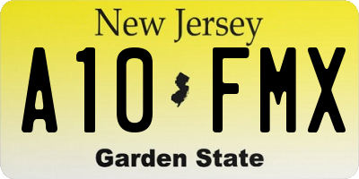 NJ license plate A10FMX