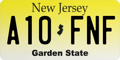 NJ license plate A10FNF