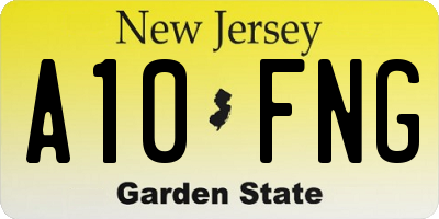 NJ license plate A10FNG