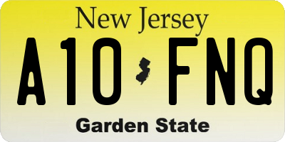 NJ license plate A10FNQ
