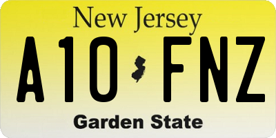 NJ license plate A10FNZ