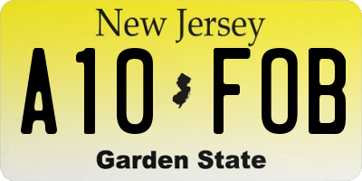 NJ license plate A10FOB