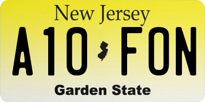 NJ license plate A10FON
